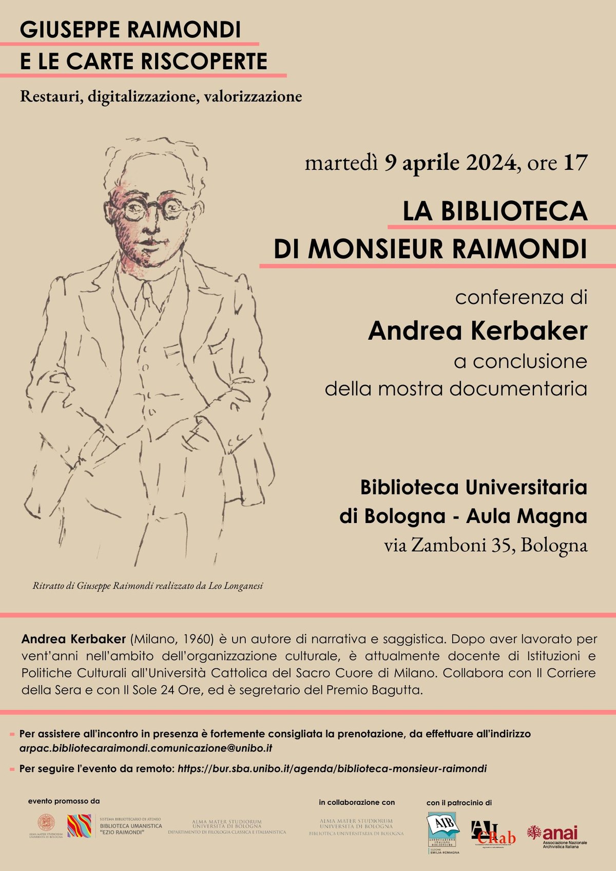 Conferenza su Giuseppe Raimondi a cura di Andrea Kerbaker, a conclusione della mostra documentaria