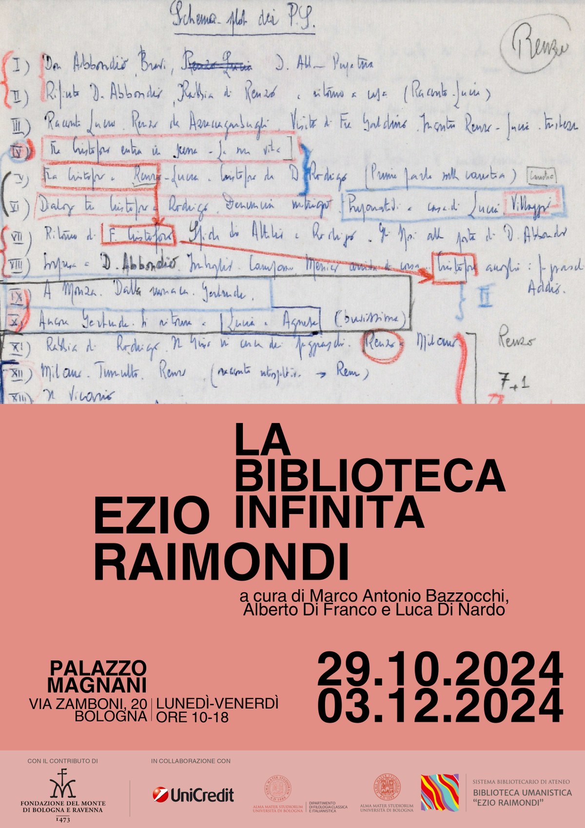 Locandina della mostra Ezio Raimondi: la biblioteca infinita